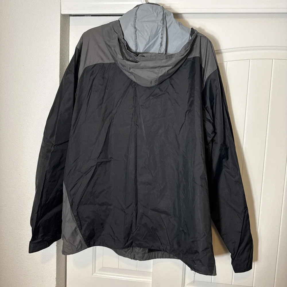 Columbia Glennaker Lake II Rain Jacket Black Gray Hooded Full Zip Men's XXL 2XL